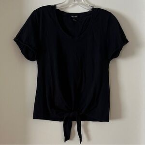 Women’s LAMARQUE Midnight Navy Tie-Front Crewneck Tee 🎀🙋🏻‍♀️🧢